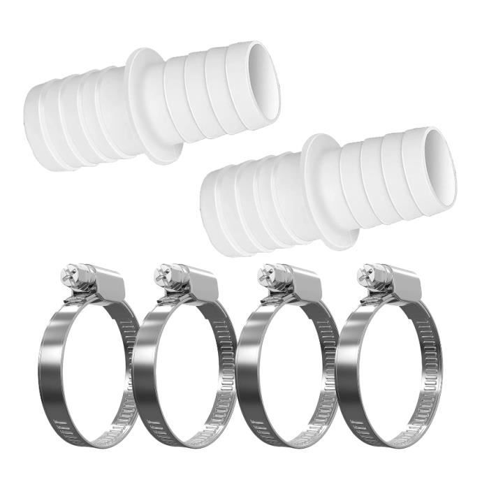 Accessoire Filtration Piscine Connecteurs Tuyau Piscine Rhsemi - Lot 4 Pièces 32mm + 8 Colliers Serrage - Blanc Raccords Tuyau Piscine