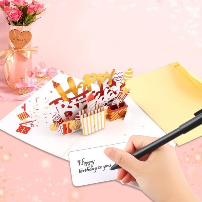 Carte D'anniversaire Pop-up 3D Pour Fille - Design Rose Avec Mot "Daughter", Inclut Enveloppe Et Carte De Vœux - 4