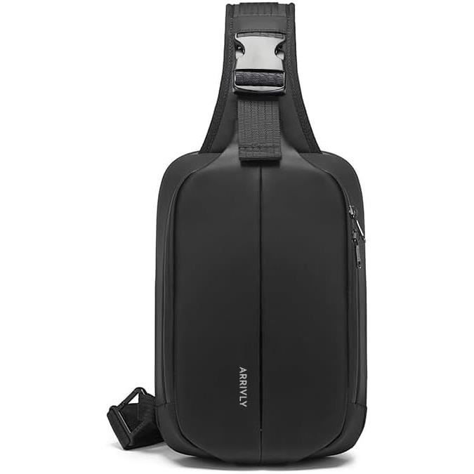 Sac Bandoulière Homme Imperméable - Sacoche Poitrine Noire - Multifonction