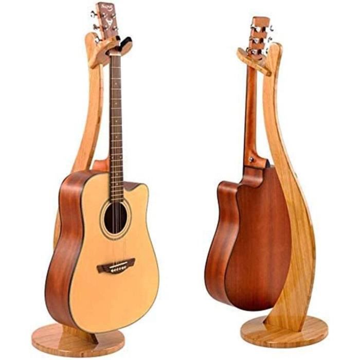 Support En Bois Massif Pour Guitare, Ukulélé Ou Violon - Hauteur Réglable - Design Optique Bois - Stable Et Démontable
