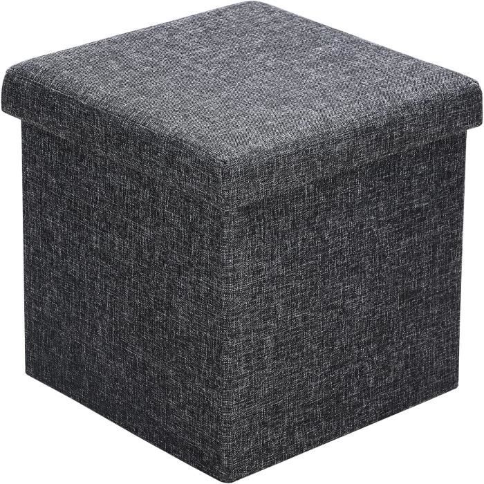 Pouf Avec Rangement 30x30x30 Cm - Pouf Cube Pliable En Tissu Lin, Repose-pieds, Coffre Malin Pour Salon, Chambre, Entrée