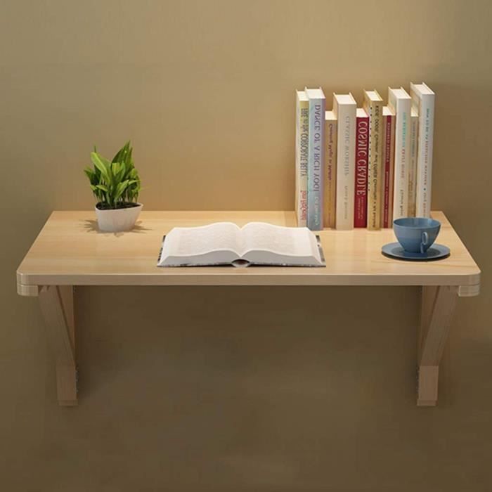 Table Pliante Murale En Pin 60 X 40 X 24 Cm - Bureau D'Ordinateur Gain De Place - Fixation Murale Robuste