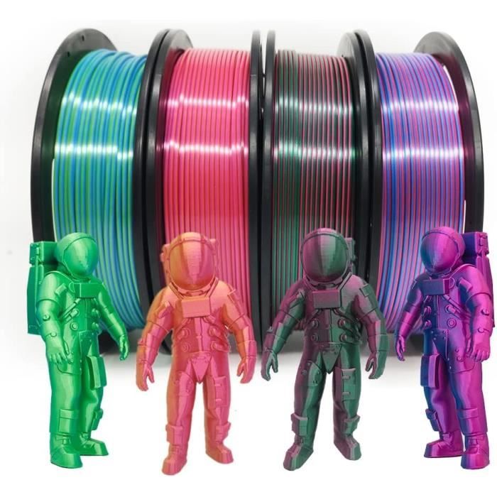Silk Filament PLA Bicolore Filament 3D Coextrusion PLA Filament PLA  Multicolore 1.75mm (± 0.03mm),4x250g,[Z919] - Cdiscount Informatique