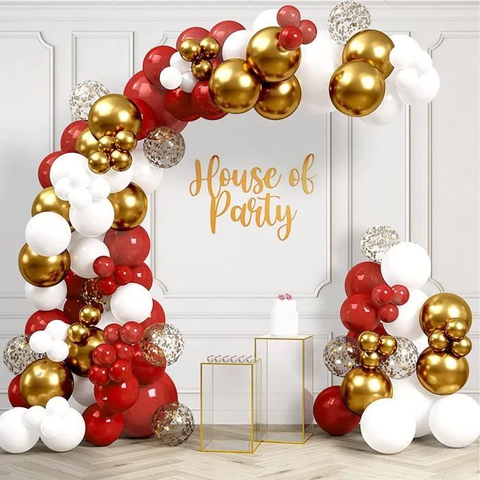 Arche Guirlande de Ballons, Blancs, Rouges, Verts, Gold, Ginger Ray - Aux  Feux de la Fête - Paris