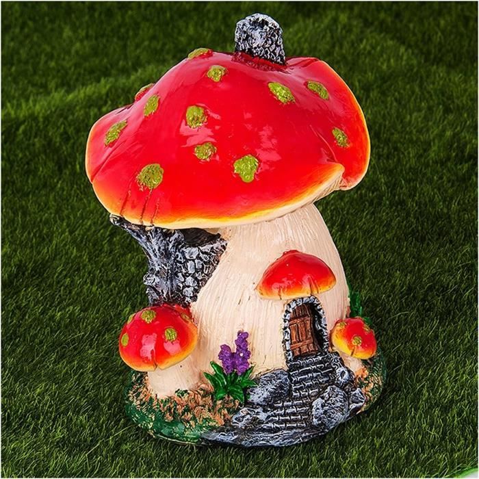 Statue de jardin Red Mushroom House Décoration de jardin d'art
