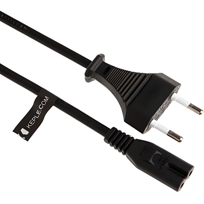 Cable alimentation 2 Pin Plug c7 fiche bipolaire cordon pour