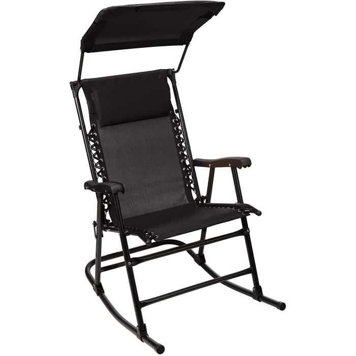 fauteuil à bascule pliant avec pare-soleil - basics - noir