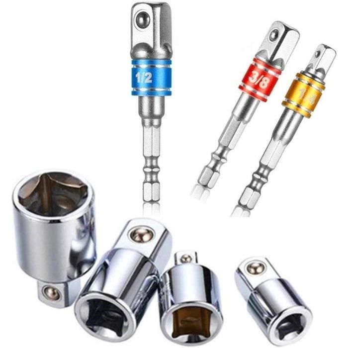 Adaptateur Douille 1/2 3/8 1/4Forets Hexagonale Adaptateur Set Clé D Adaptateur Douille 1/2 3/8 1/4Forets Hexagonale Adaptateur Set Clé D