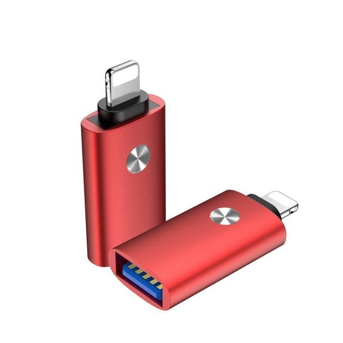 Accessoires Téléphone,Adaptateur OTG pour connecter vers clé USB pour  iPhone et iPad,kit de convertisseur,modèle 7 8 6 - Type Rouge - Cdiscount  Informatique