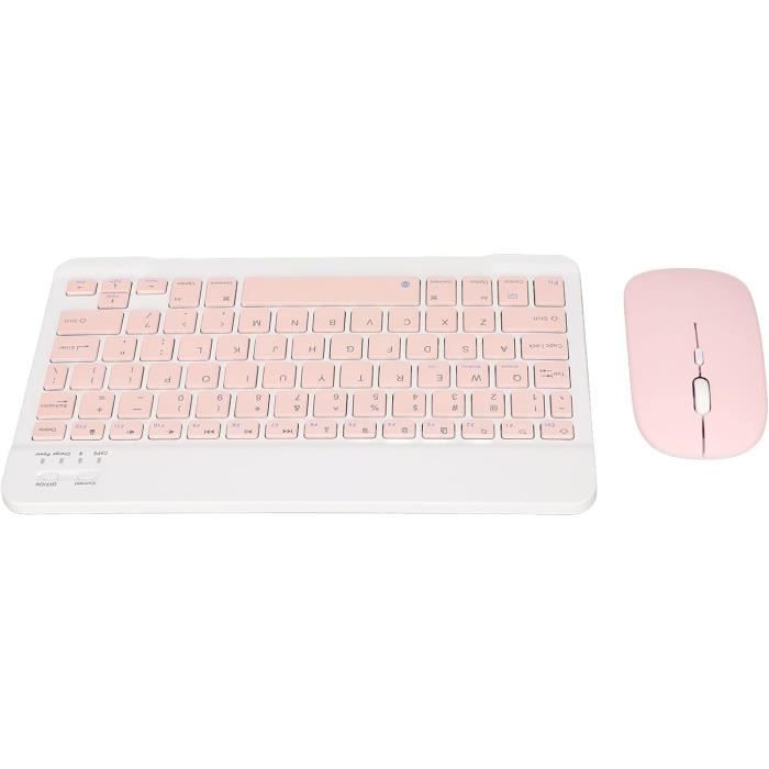 Clavier + Souris Sans Fil Ultra-fins POPETPOP - Blanc - Portable Pour PC, Tablette, Téléphone - Design élégant