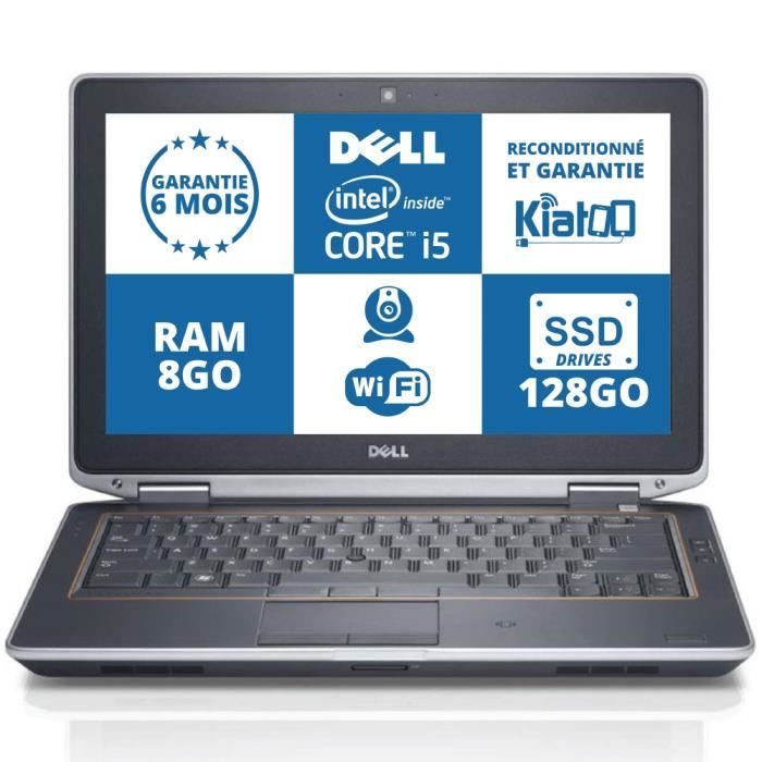 ordinateur portable dell latitude e 6220 core i5 8 go ram 128 go SSD drivewifigarantie 6 mois pc portable reconditionné - Dell
