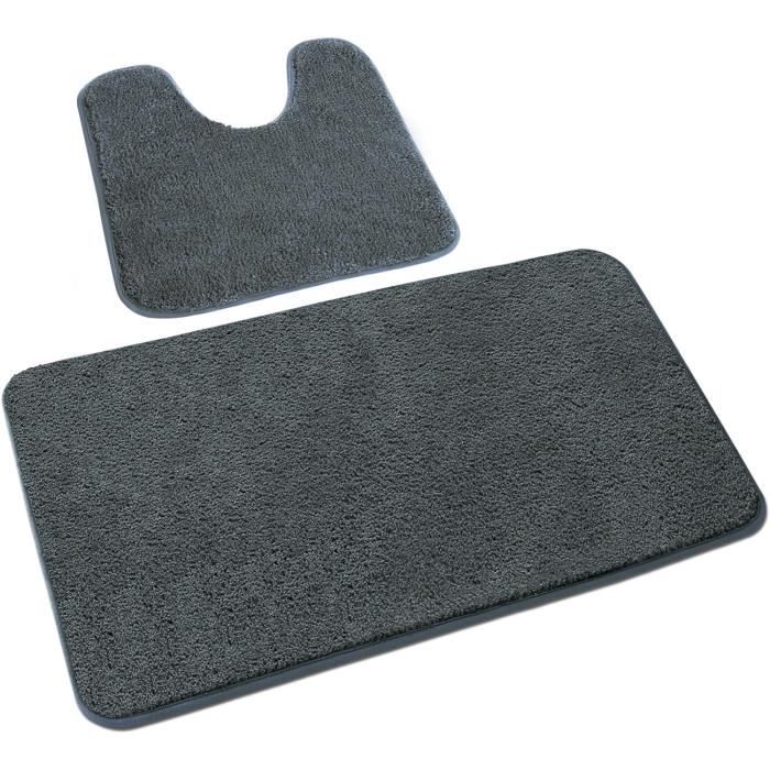 Lot De 2 Tapis Salle De Bain, Tapis Wc Contour Et Tapis De Bain Rouge