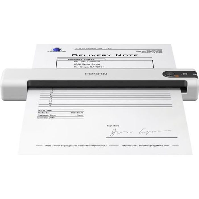 Scanner portable à alimentation feuille à feuille Epson WorkForce DS-70 - 600 dpi - Couleur 16 bit - USB