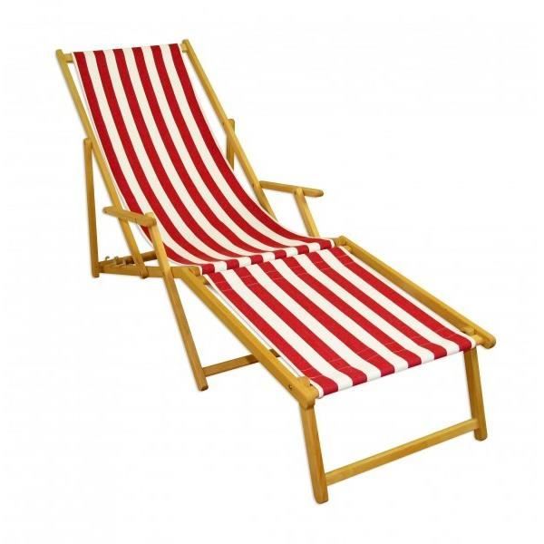 Chaise longue ERSTHOLZ 10314NF Bois naturel Rayures rouge et