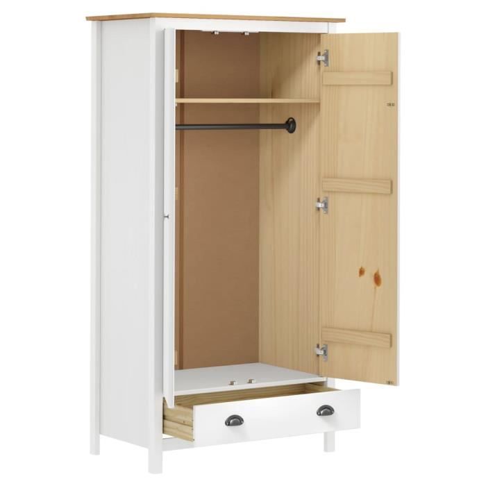 Garde-robe - ESTINK - ER1680 - 2 portes - Bois massif - 89x50x170 cm