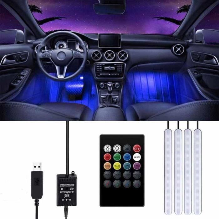 Éclairage intérieur de voiture à LED avec télécommande - Bandes de