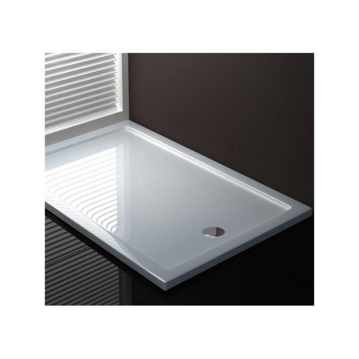 Receveur De Douche Rectangulaire Idralite 70x120 Cm - Anthracite - Pierre Acrylique - Neuf