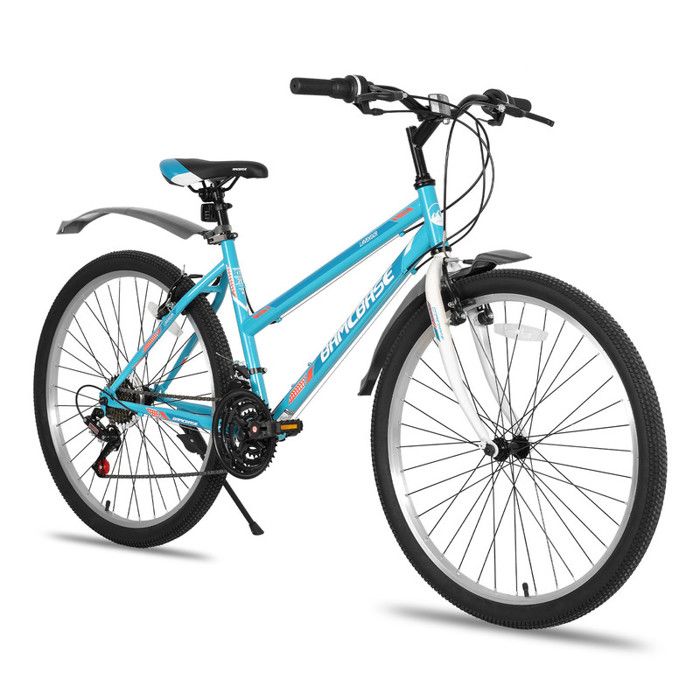 Hiland BAMCBASE 24 Pouces VTT, Cadre Acier Haute résistance 7 Vitesses VTT, V-Brake Hardtail VTT-Gris