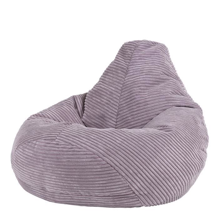 pouf fauteuil velours côtelé pour enfants dalton - icon - lavande - 65x69 cm