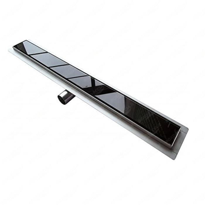 Caniveau Douche Verre Noir DUKA L.100 Cm, Siphon 360 Inox Stop Odeur Drainage Performant Saniverre