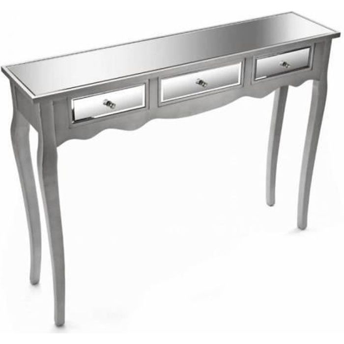 ROMA Console design en bois 3 tiroirs argent Inside75