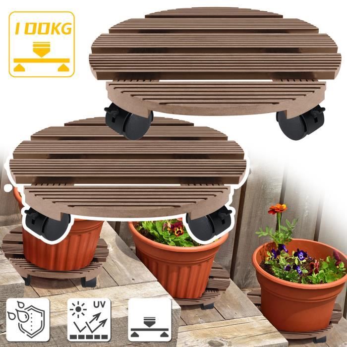 Support à Roulettes Pour Pots De Fleurs – Diamètre Intérieur 36 Cm (modèle N5) – Capacité 45 Kg – Pour Intérieur Et Extérieur