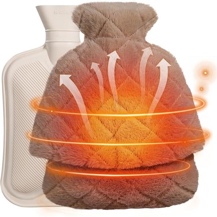 SÄNGER Bouillotte 2 Litres Housse Coton Naturelle | Confort Chaleureux