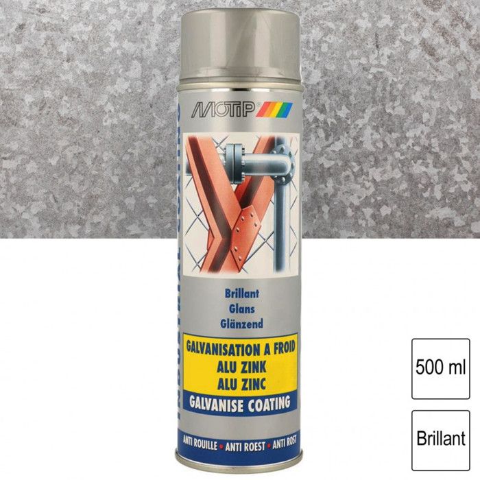 MOTIP Peinture - bombe galvanisation à froid Alu-Zinc Spray 500ml Réf. M07302 - OD