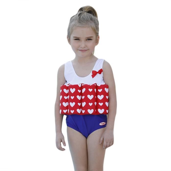 Maillot De Bain Flottant Enfant - Une Pièce Avec Flotteurs Amovibles - Imprimé Fleuri - Pour Fille Et Garçon - Sécurité Piscine/Plage