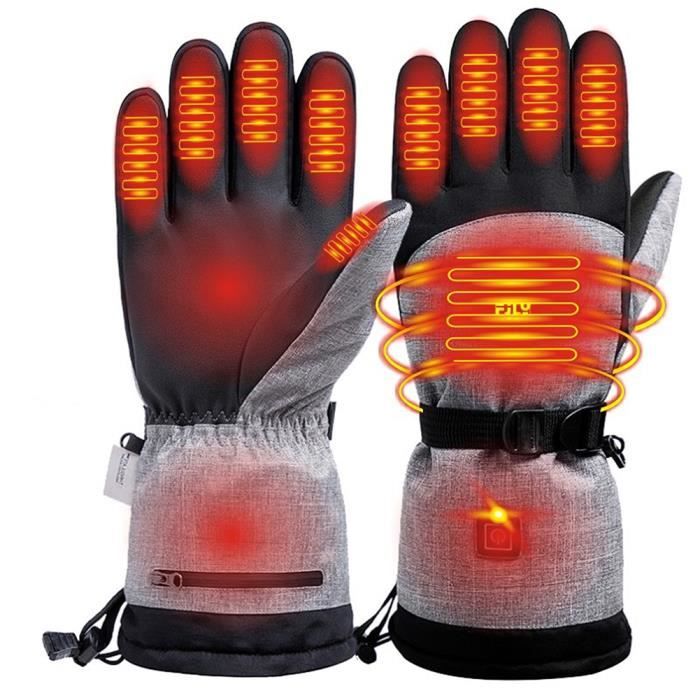 Gants Chauffants pour Homme et Femme avec Batterie Rechargeable de 5000mAh 3 températures réglables pour Moto, vélo, randonnée