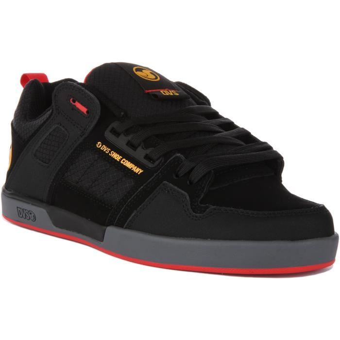 Baskets à lacets DVS Comanche 2.0+ en nubuck synthétique pour hommes - Noir Jaune - Taille 44