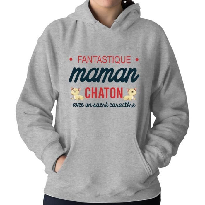 Sweat à Capuche Femme Maman Fantastique Chaton avec du