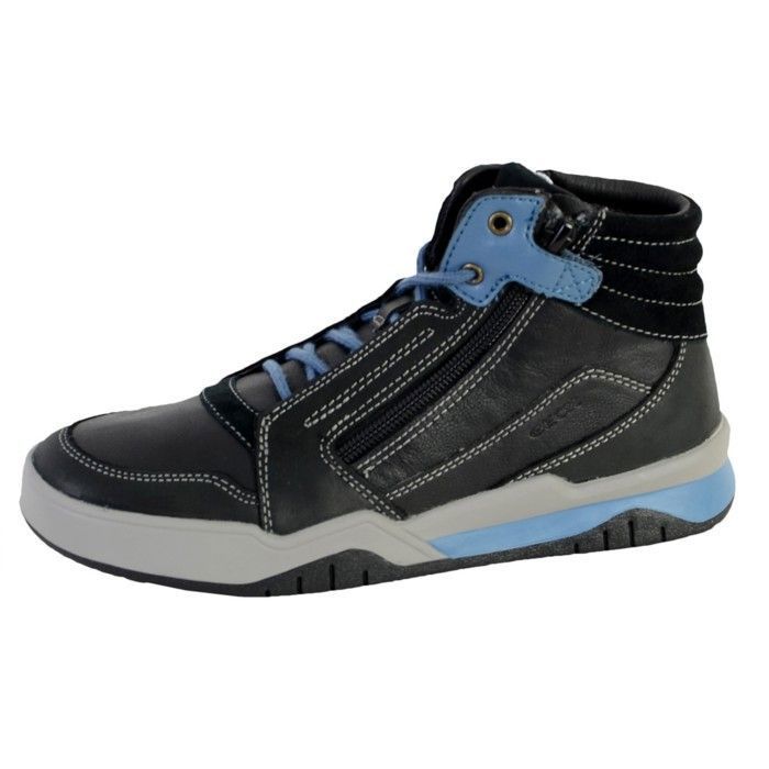Geox Basket Montante Geox  Garçons J Perth B.D - SYNT+WAX.LEA - Black/Avio