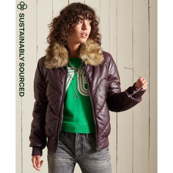 Doudoune en cuir femme Superdry Heritage aubergine Aubergine Cdiscount Pret a Porter