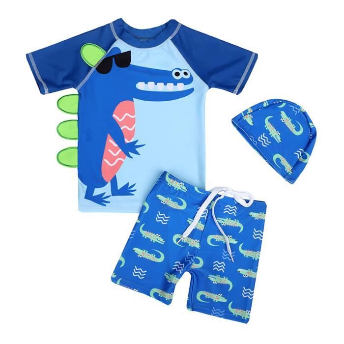 Freebily Bébé Fille Garçon Maillots de Bain avec Bonne de Bain 2 Pièce Combinaison de Natation Anti-UV Motif de Baleine/Requin 0-24 Mois 