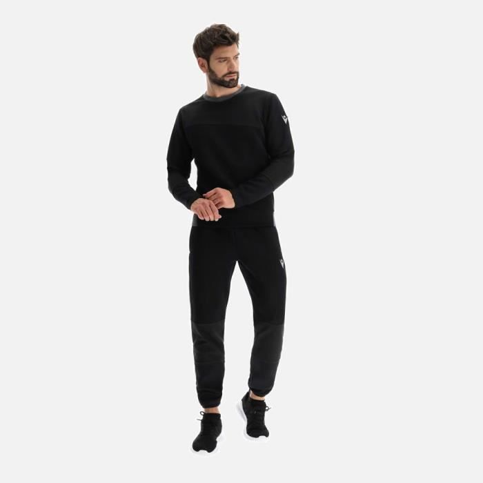 sweat-shirt homme bismark macron - col rond - effet épaissi - noir