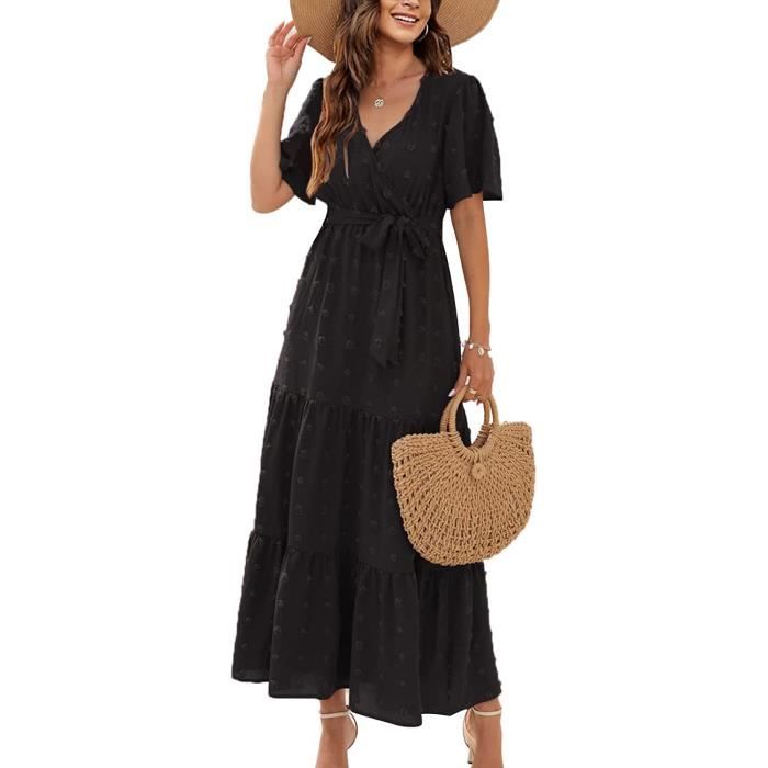 Robe Maxi Femme Manches Longues Avec Ceinture - Couleur Marron - Taille Unique - Occasion Très Bon état
