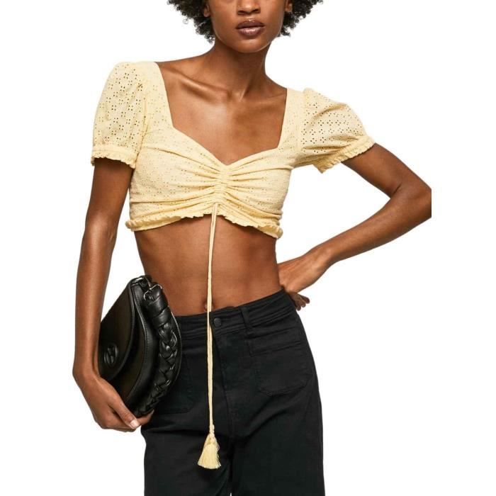 Top Pepe Jeans Philana Jaune pour Femme Jaune Cdiscount Pret a Porter