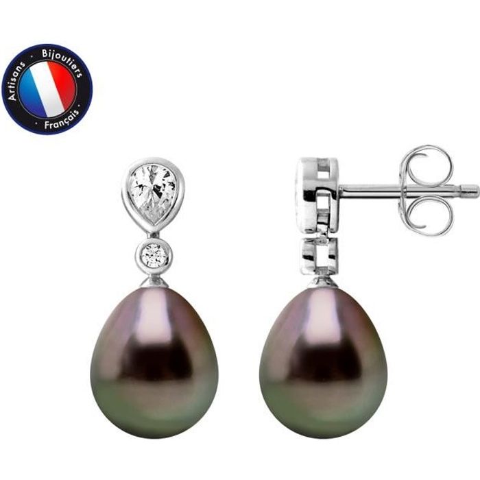 Boucles D'oreilles Perles De Tahiti Argentées - Clous - Marque Maty - Neuves Avec étiquettes