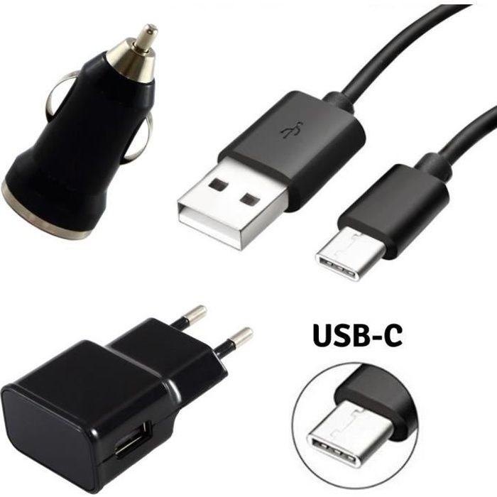 Accessoire téléphonie pour voiture Phonillico Chargeur Voiture Rapide Allume  cigare double charge port USB USB C®