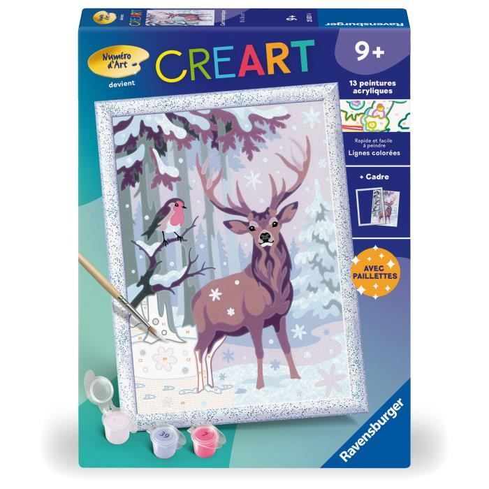 CreArt Kids 18x24cm Cerf romantique Kit de peinture par numéros Numéro d'Art Dès 25831 Ravensburger