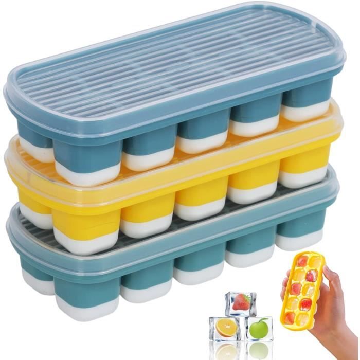 Lot de 3 bacs de rangement empilables en plastique transparent avec
