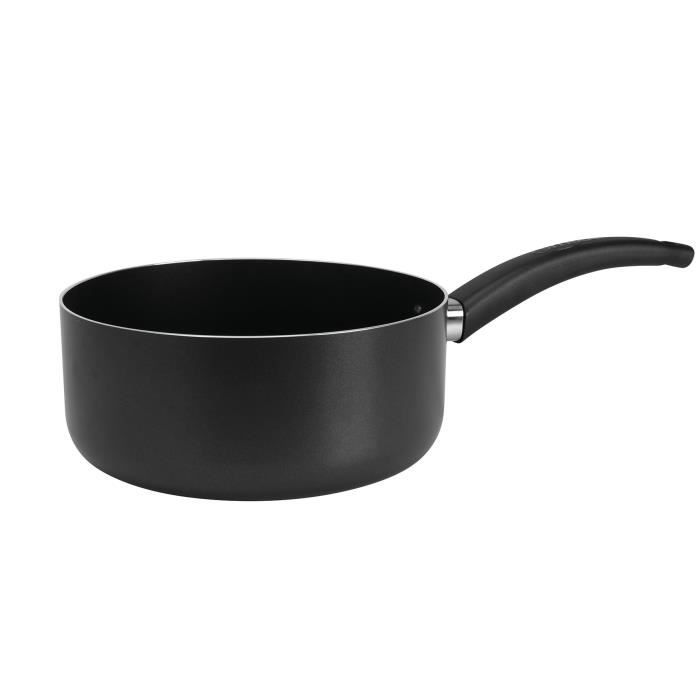 Set De 3 Casseroles Sitram + Poignée Amovible - Aluminium Noir, Tailles 16, 18 Et 20 Cm