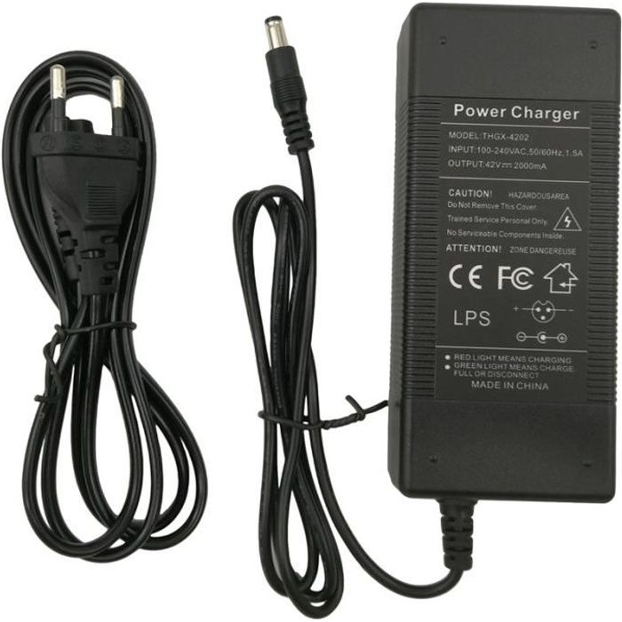 Chargeur pour Kugoo S1 Chargeur de Batterie pour Scooter Électrique 42V 1.5Ah (Prise Européenne)