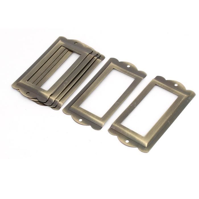 Lot De 10 Porte-étiquettes En Fer Ton Bronze - 84x42 Mm, Pour Tiroirs, Bibliothèques, Bureau