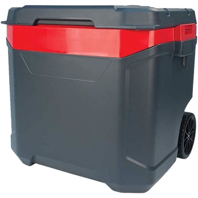 Chariot Glacière Bar Roulante GOPLUS - Capacité 50L - 2 Plateaux Pliables, étagère - Roues Avec Freins - Idéal Jardin, Barbecue, Pique-nique - 127x42.5x74 Cm - 8