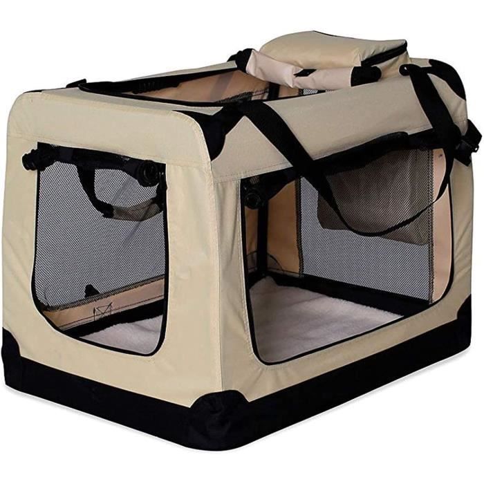 Comparer les prix de lionto Caisse de Transport Pliable pour Chien Voiture Box Sacoche, (3XL) 101x69x70 cm Beige156