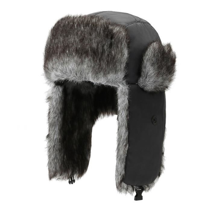 Chapka En Cuir PU Chapeau De Trappeur D'hiver Hommes Casquette Aviateur Hiver Avec Oreillettes Casquette De Baseball Chaud Pour Ski Patinage Randonnée