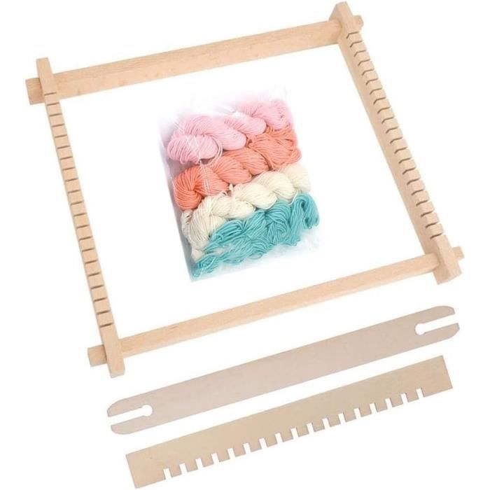 Beufee Métier à Tricoter En Bois - Kit Débutant Avec Crochet - Pour Écharpes, Couvertures - Activité Enfant