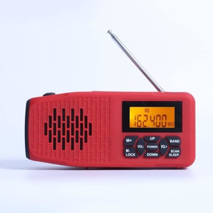 Radio Solaire D'urgence à Manivelle - AM/FM - Lampe Torche - Power Bank 2000 MAh - SOS - Pour Camping Survie